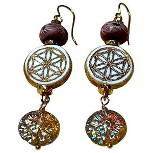 Artisan Dangle Earrings Humblebeads Czech glass beads unique one of a kind